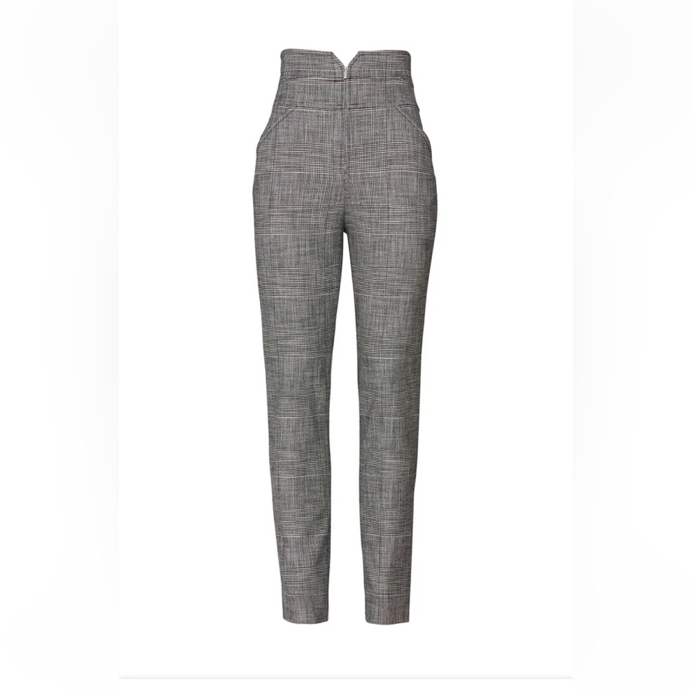 Rebecca Taylor Womens Black Glen Plaid Notch High Waist Pants Size 0 NWOT